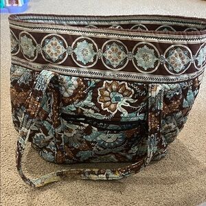 Thirty-One Floral Brown and Blue Tote